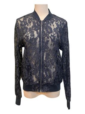 Zara Navy Lace Bomber Jacket, Size M
